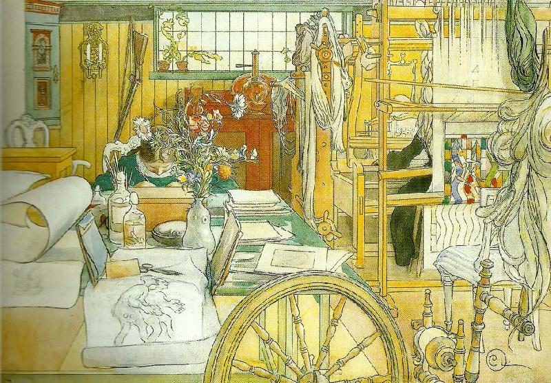 Carl Larsson verkstaden-brita i verkstaden oil painting image